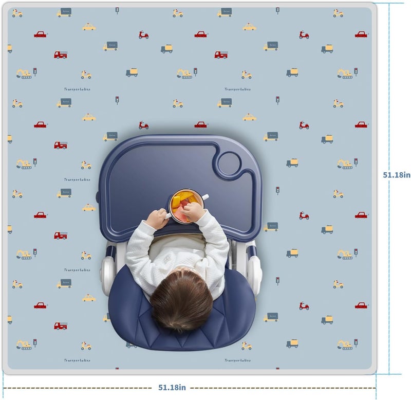 zonBroth High Chair Splash pad, 51" 51 Non-Slip Waterproof Multi-Purpose Splash pad, Washable Splash pad for high Chair Floor Protection Table Cloth Portable Early Education Picnic Play mat (Cars) - Image 3